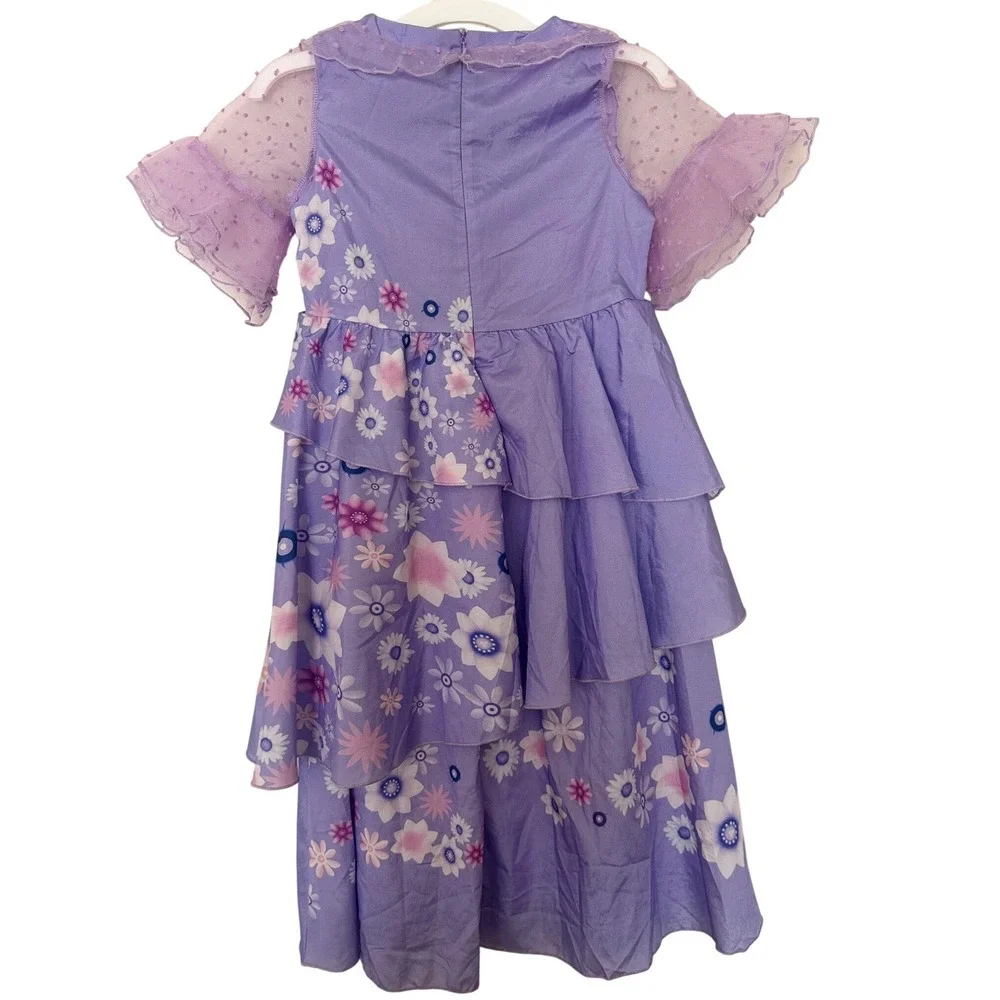 Unbranded Encanto Isabela Inspired Dress Purple Floral Ruffle Girls Size 7-8